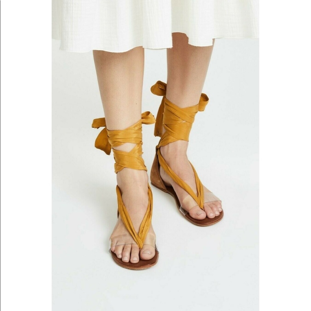 Free People Wrap Palm Sandals- yellow/mustard